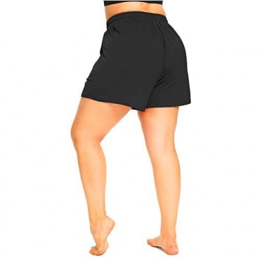 Beocut Womens Plus Size Pajama Shorts Drawstring Lounge Sleep Yoga Workout Shorts with Pockets