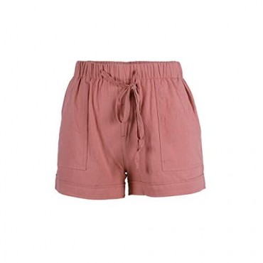 Bunanphy Summer Drawstring Elastic Waist Casual Shorts with Pockets Lounge Pants Shorts