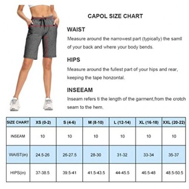 Capol Women's Cotton Bermuda Yoga Shorts 10 Workout Athletic Lounge Casual Pajama Jersey Sweat Shorts with Pockets