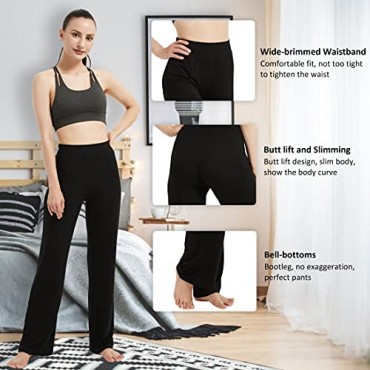 CGTL Womens Bootleg Yoga Pants High Waist Non See-Through Tummy Control Boot-Cut Slacks Workout Casual Flared Pant