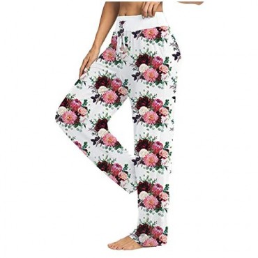 COTTON POETIC Pocket Women's Comfy Casual Print Drawstring Pajama Palazzo Lounge Wide Leg Pants