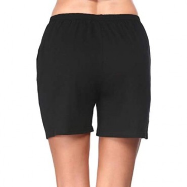 Ekouaer Pajama Shorts Women's Soft Sleep Lounge Shorts Solid Cotton Sleepwear Pants Short Pj Bottoms with Pockets S-XXL