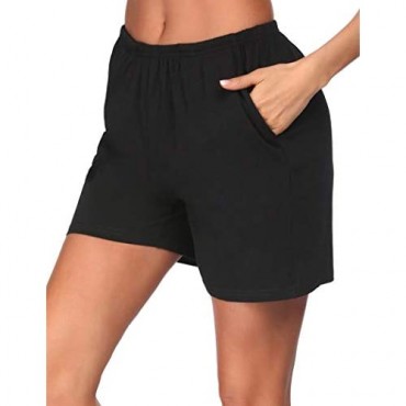 Ekouaer Pajama Shorts Women's Soft Sleep Lounge Shorts Solid Cotton Sleepwear Pants Short Pj Bottoms with Pockets S-XXL