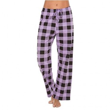 ezShe Women's Cotton Plaid Pajama Pants Comfy Lounge Sleep Pants