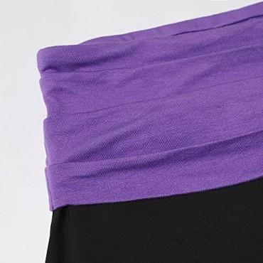 Gracyoga Women's Comfy Pajama Pants Wide Leg Lounge Palazzo Yoga Pants Stretch Casual Floral Print Fold Waist Pants