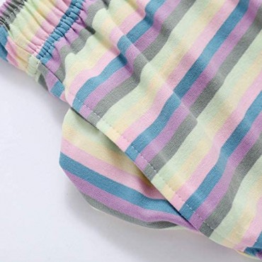 HEARTNICE Cotton Pajama Shorts for Women Soft Rainbow Stripe Sleep Bottom Lounge Pj Shorts S-2XL