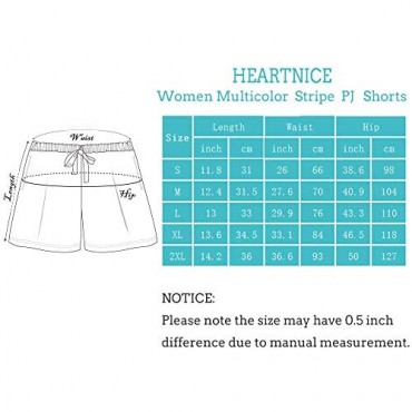 HEARTNICE Cotton Pajama Shorts for Women Soft Rainbow Stripe Sleep Bottom Lounge Pj Shorts S-2XL