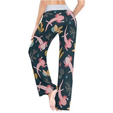 I·D Good Figure Women's Comfy Casual Pajama Pants Funny Animal Print Drawstring Palazzo Lounge Pants Wide Leg