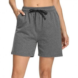 Safort Women's 10" 5" Active Bermuda Shorts 100% Cotton 3 Pockets Pajama Lounge Essential Long Shorts Casual