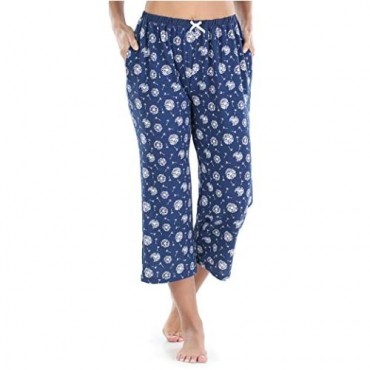 Sleepyheads Women's Jersey Lightweight Capri Pajama Pants with Pockets