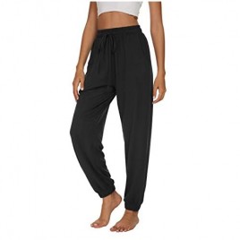 UEU Womens Soft Yoga Joggers Pants Cozy High Waisted Loose Comfy Lounge Pants with Pockets