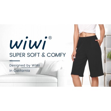 WiWi Bamboo Sleep Shorts for Women Soft Lounge Bottoms with Pockets Plus Size Lightweight Pajama Short Pants S-3X