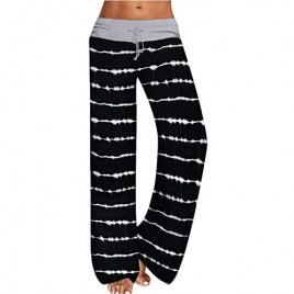 YXZFZ Women's High Waist Wide Leg Lounge Pants Comfy Casual Striped Pajama Sweatpants