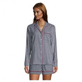 Lands' End Women's Long Sleeve Print Flannel Pajama Top