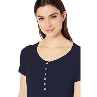 Splendid Women's Short Sleeve Henley T-Shirt Casual Lounge Pajama Top Pj