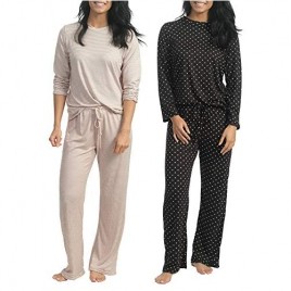 2 Pack: Women’s Pajama Set Super-Soft Short & Long Sleeve Top with Pants