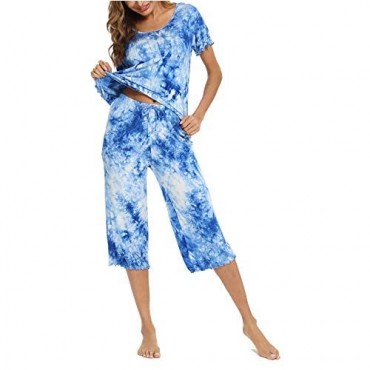 AQF Womens Sleepwear Modal Top with Capri Pants Pajama Sets S-4XL