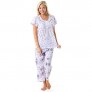 Casual Nights Women's Short Sleeve Floral Print Capri Pajama Set
