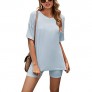 Chatinction Women's Casual 2 Piece Outfit Loose Short Sleeve T Shirt High Waist Bodycon Shorts Set Tracksuit