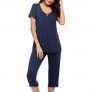 Ekouaer Womens Pajama Sets Capri Pants with Pleated Tank Tops Soft Sleepwear Ladies Sleep Sets