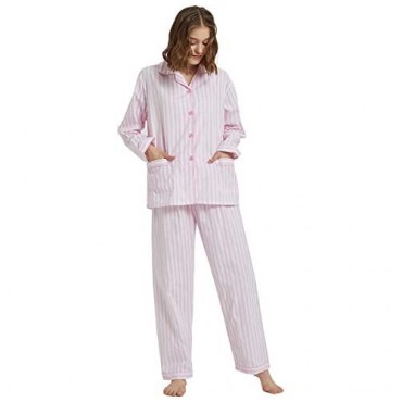 GLOBAL Womens Pajamas Set 100% Cotton Womens PJs Drawstring Sleepwear for Women