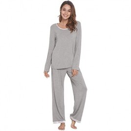 GYS Women's Sleepwear Bamboo Long Sleeve Pajama Pants Set
