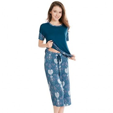 INK+IVY Womens Capri Pajama Sets Plus Size Ladies Short Sleeve Sleepwear and Pajamas Pants Set