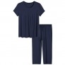 Latuza Women’s Pleated Loungewear Top and Capris Pajamas Set