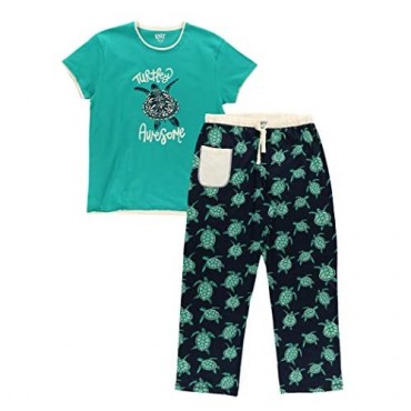 Lazy One Women's Pajama Set Short Sleeves with Cute Prints Relaxed Fit