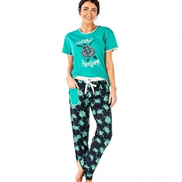 Lazy One Women's Pajama Set Short Sleeves with Cute Prints Relaxed Fit
