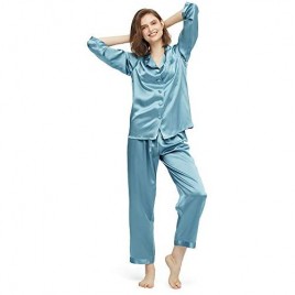LilySilk Silk Pajamas for Women Pure Full Length Long 22 Momme 100% Mulberry Silk Luxury