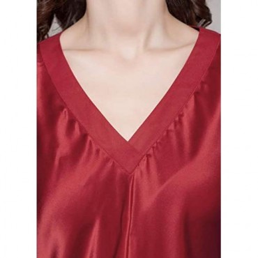 LilySilk Women's 100% Real Silk Pajamas Set V Neck 3/4 Long Sleeve 22 Momme Mulberry Silk Sleepwear
