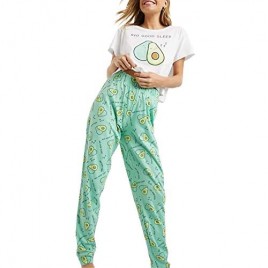 Lveberw Avocado Pajamas Set Womens Cute Pjs Sleepwear Joggers Sweatpants Long Pants Short Sleeves Pj Set