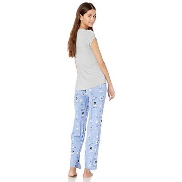 Nite Nite Munki Munki Women's Soft Jersey Knit Short Sleeve and Pant 2-Piece Pajama Set