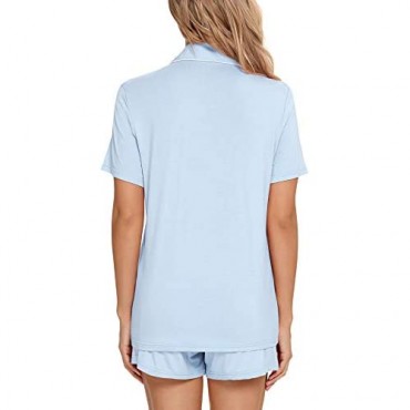Samring Women's Button Down Pajama Set V-Neck Short Sleeve Sleepwear Soft Pj Sets S-XXL