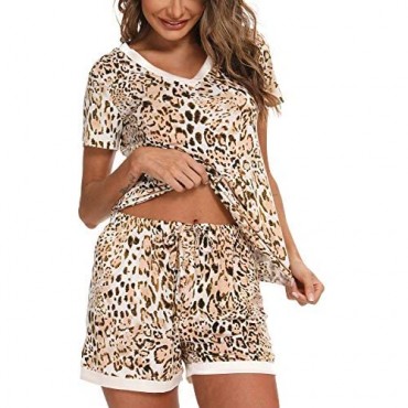 TIKTIK Women's Short Sleeve V-Neck Pajama Short Sets Sleepwear Petite Plus Size S-4XL