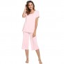 WiWi Bamboo Pajamas for Women Soft Pajama Sets Short Sleeves Top with Capri Pants Pjs Plus Size Loungewear S-4X