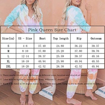 Women 2 Piece Tie Dye Sweatsuit Set Long Sleeve Pullover and Drawstring Sweatpants Sets