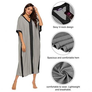 Bloggerlove Women Nightgowns Cotton Caftan House Dress Short Sleeve Sleepwear