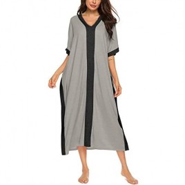 Bloggerlove Women Nightgowns Cotton Caftan House Dress Short Sleeve Sleepwear