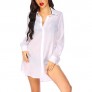 Ekouaer Button Down Sleep Shirts for Women Sheer Long Sleeve Boyfriend Nightshirt S-XXL