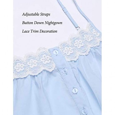 Ekouaer Sleepwear Sleeveless Nightgown for Women Cotton Sleep Dress Victorian Sleepshirt Strap Gown S-XXL