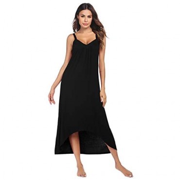 Ekouaer Womens Nightgown Sleeveless Long Nightshirt Sexy Full Slip Night Dress Summer Plus Size Sleepshirt Chemise