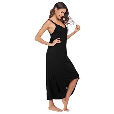 Ekouaer Womens Nightgown Sleeveless Long Nightshirt Sexy Full Slip Night Dress Summer Plus Size Sleepshirt Chemise
