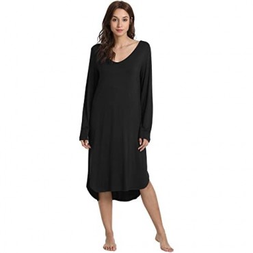 GYS Women's Sleepwear Long Sleeve Nightgown V Neck Sleep Shirt
