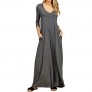 Jacansi Womens Summer V Neck Long/Short Sleeve Maxi Long Hoodie Dresses with Pockets