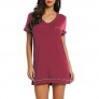 Joyaria Womens Soft Bamboo Short Sleeve V-Neck Nightgown Night Shirt Sleep Dress