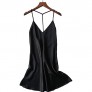 Kaei&Shi Silky Satin Nightie Backless Lingerie for Women Loose Sleepwear Mini Nightgown Spaghetti Strap Chemise