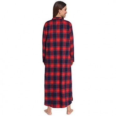 Latuza Women's Plaid Flannel Nightgowns Full Length Sleep Shirts