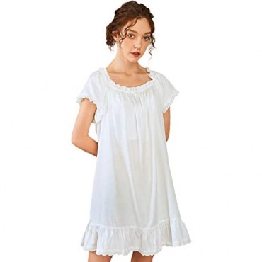 Nanxson Womens' Cotton Nightgown Short Sleeve Sleepwear Vintage Victoria Nightshirt Lounge Dress